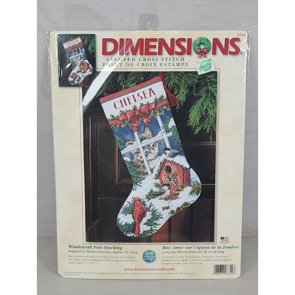 Dimensions Windowsill Pals Stamped Cross Stitch Stocking Kit 8754 Martha Edwards